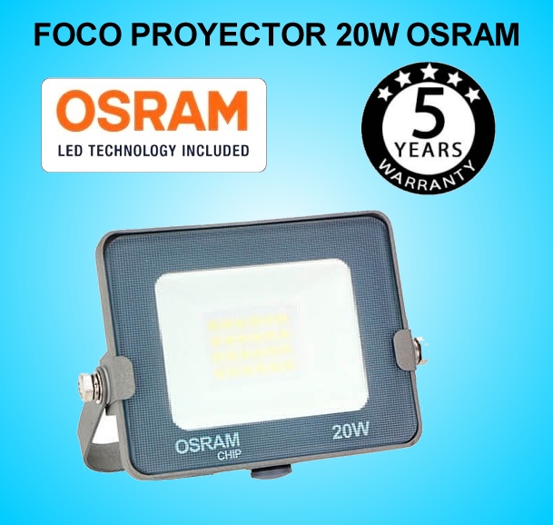 Foco Proyector LED 20W OSRAM IP65 6000K Exterior e Interior